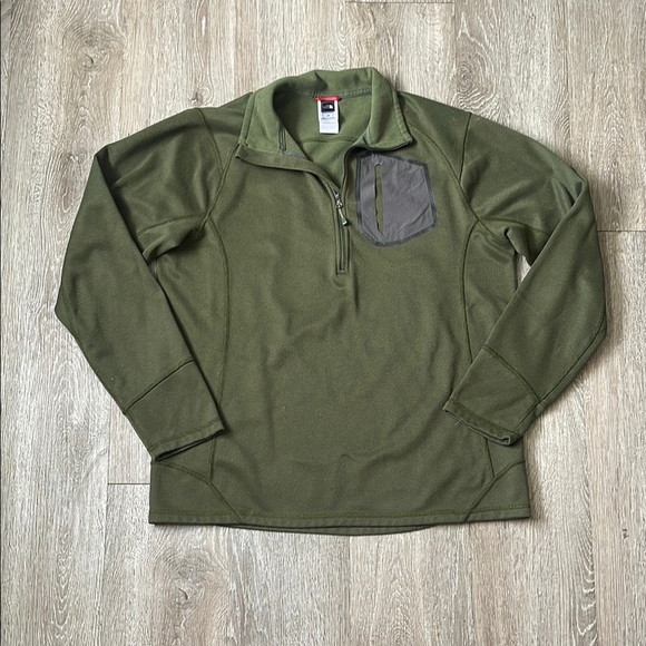 The north face Olive Green Quarter-Zip Pullover sweater  size large - Picture 1 of 5